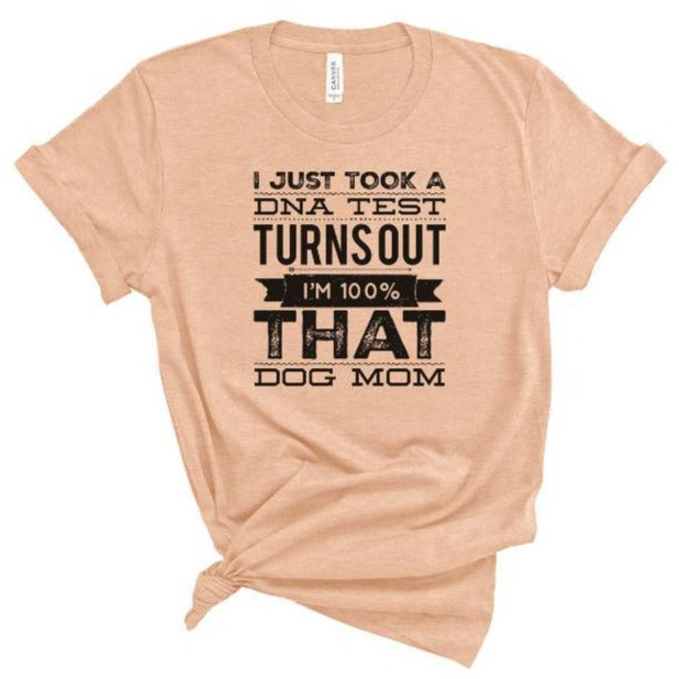 women's peach t-shirt, crazy dog mom,